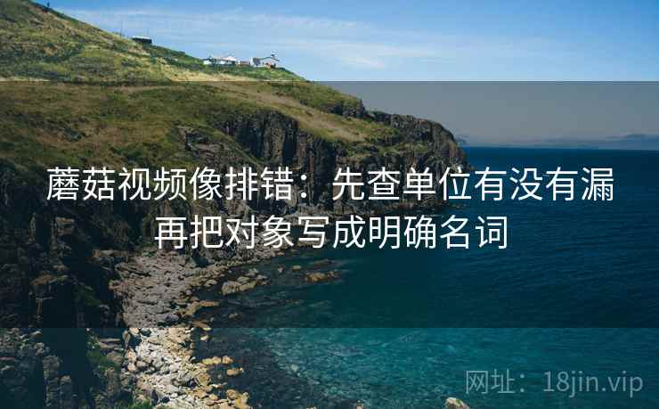 蘑菇视频像排错：先查单位有没有漏再把对象写成明确名词
